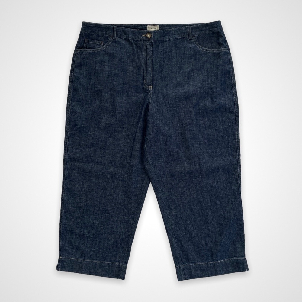 L.L. Bean Women's Size 18 Regular Blue 100% Cotton Lightweight Crop Jeans NWOT